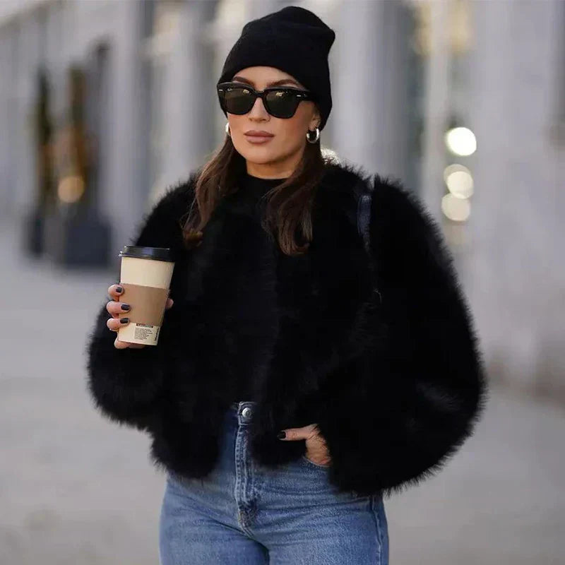 EP | manteau court en fausse fourrure pour femmes