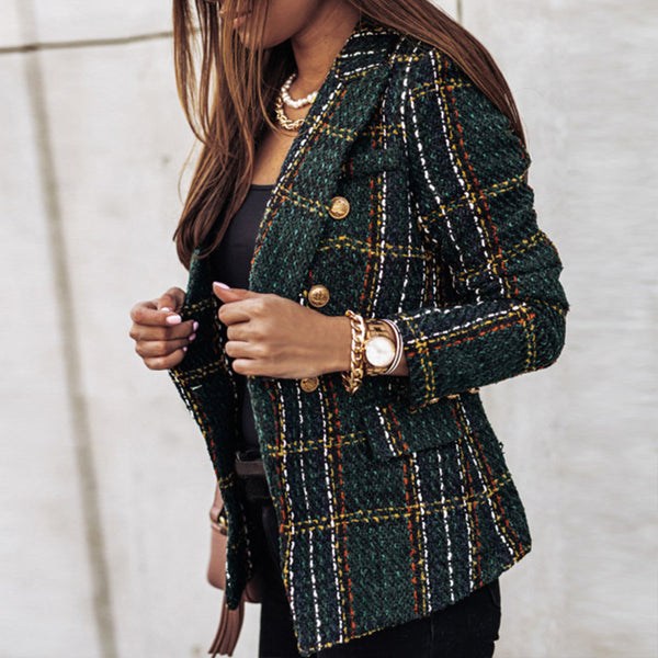 EP | Blazer à carreaux avec deux rangées de boutons