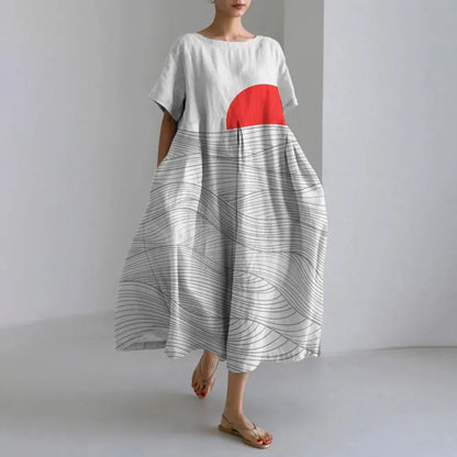 SL | Plus-Size Robe d'été loose fit avec poche & décolleté O Robe maxi d'été élégante