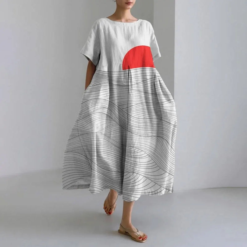 SL | Plus-Size Robe d'été loose fit avec poche & décolleté O Robe maxi d'été élégante