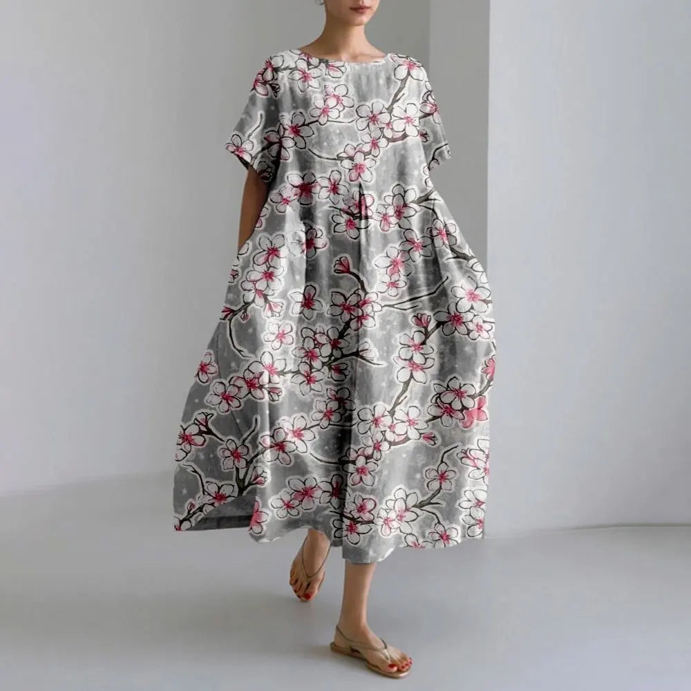 SL | Plus-Size Robe d'été loose fit avec poche & décolleté O Robe maxi d'été élégante