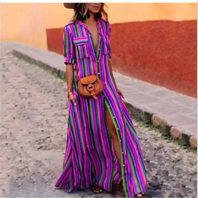 SL | Maxi-robe longue décontractée rayée