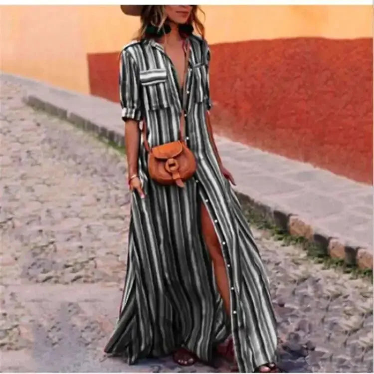 SL | Maxi-robe longue décontractée rayée