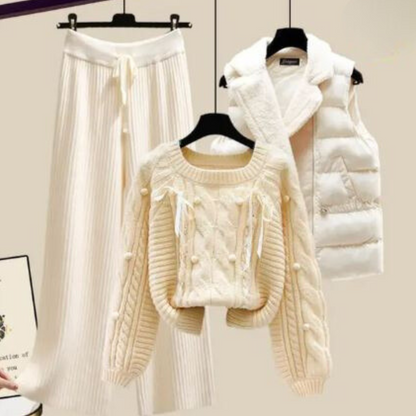 EP | Veste trois pièces pour femme, pull ample et jambes de pantalon larges