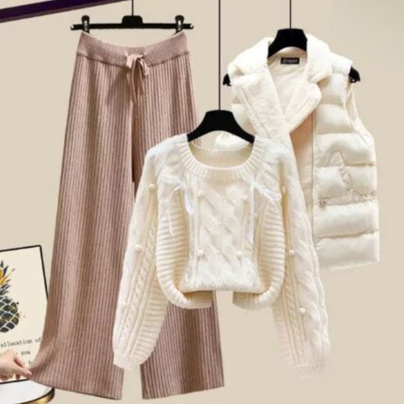 EP | Veste trois pièces pour femme, pull ample et jambes de pantalon larges