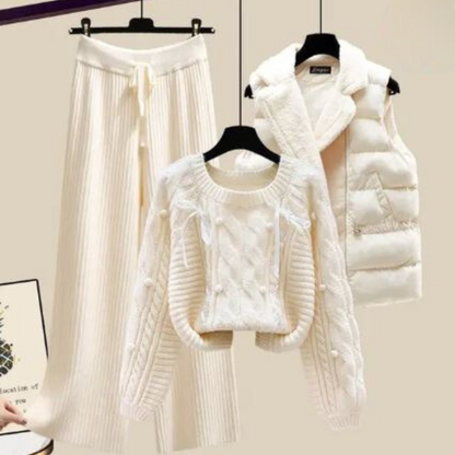 EP | Veste trois pièces pour femme, pull ample et jambes de pantalon larges