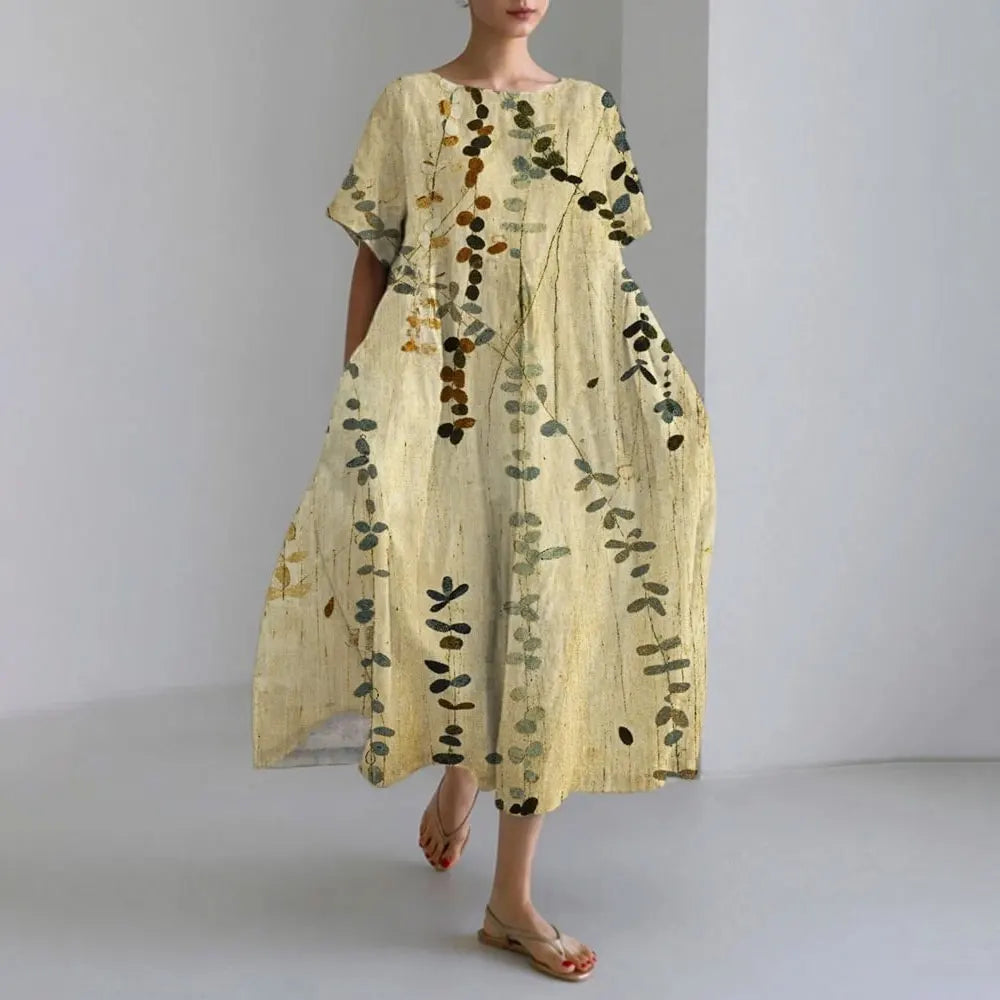 SL | Plus-Size Robe d'été loose fit avec poche & décolleté O Robe maxi d'été élégante