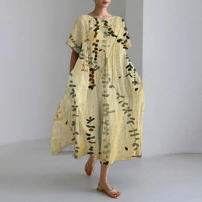 SL | Plus-Size Robe d'été loose fit avec poche & décolleté O Robe maxi d'été élégante