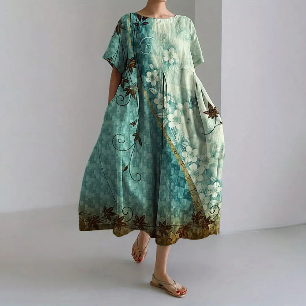 SL | Plus-Size Robe d'été loose fit avec poche & décolleté O Robe maxi d'été élégante