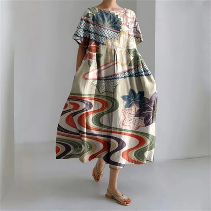 SL | Plus-Size Robe d'été loose fit avec poche & décolleté O Robe maxi d'été élégante