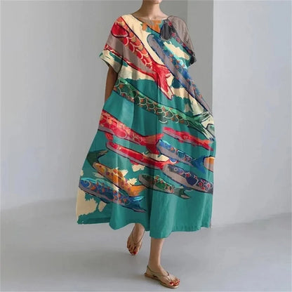 SL | Plus-Size Robe d'été loose fit avec poche & décolleté O Robe maxi d'été élégante