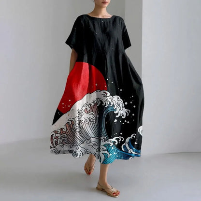 SL | Plus-Size Robe d'été loose fit avec poche & décolleté O Robe maxi d'été élégante