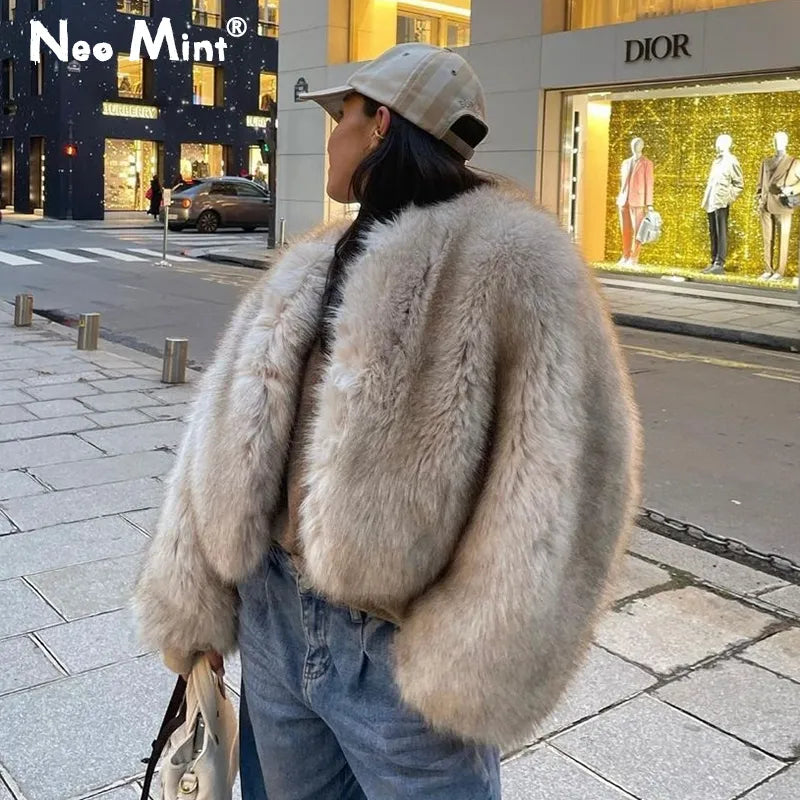 EP | manteau court en fausse fourrure pour femmes