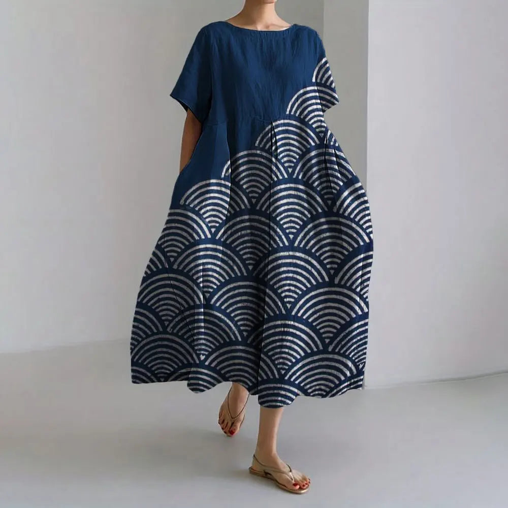 SL | Plus-Size Robe d'été loose fit avec poche & décolleté O Robe maxi d'été élégante