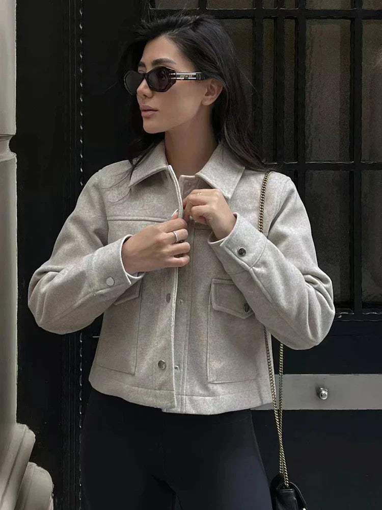 EP | Chic manteau en laine avec fermeture à boutons pour femmes