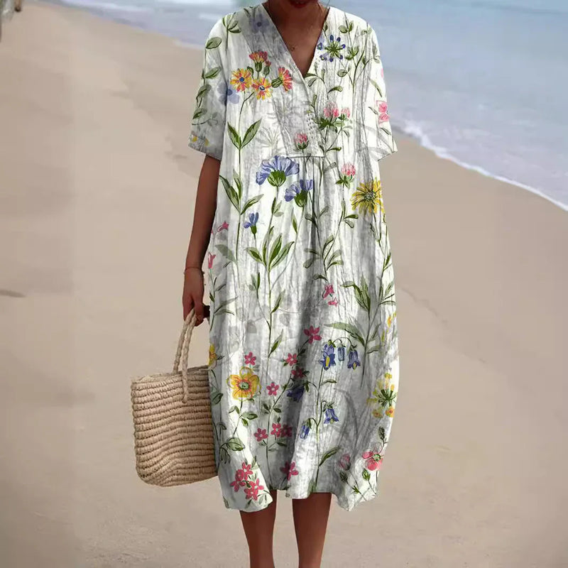 SL | Robe midi avec motif floral bohème