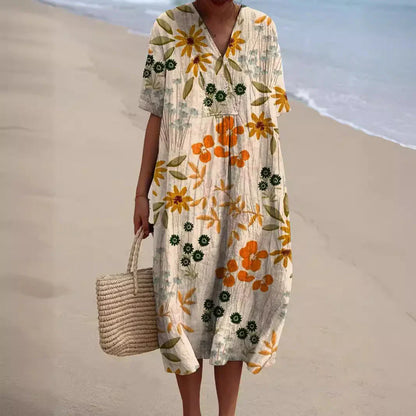 SL | Robe midi avec motif floral bohème