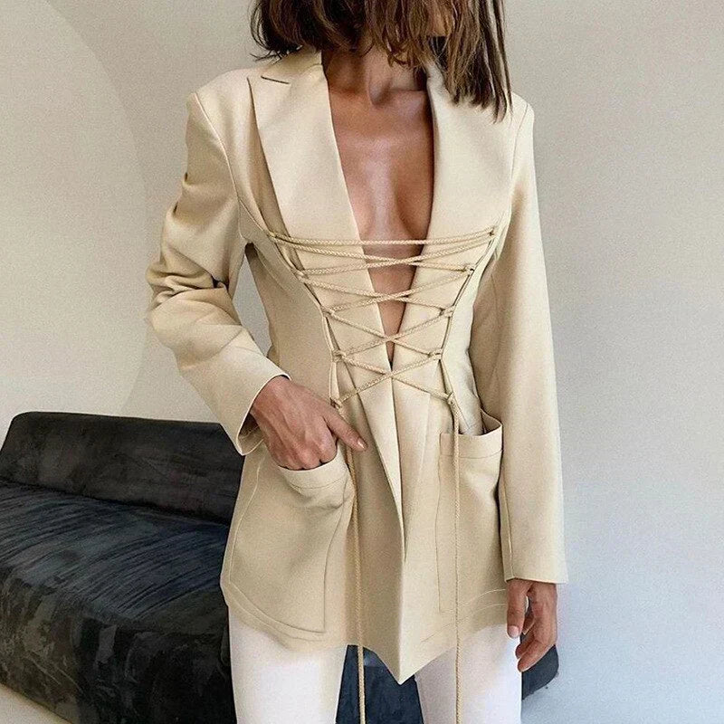 EP | dentelle blazer poches manches veste fine