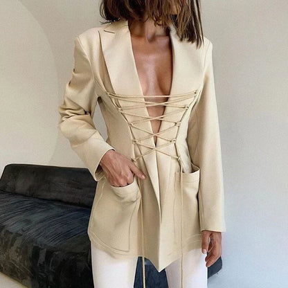 EP | dentelle blazer poches manches veste fine