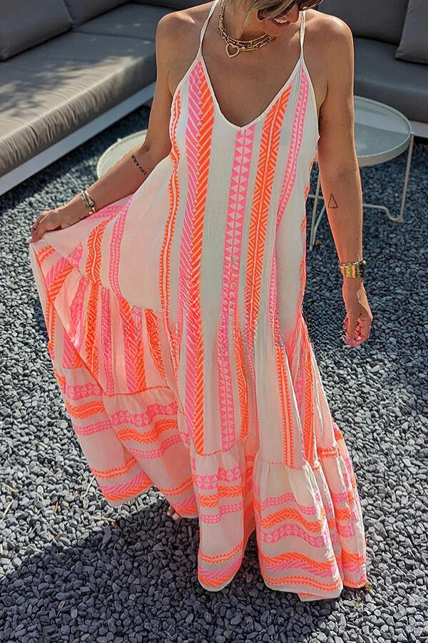 SL | Longue robe cami avec imprimé ethnique