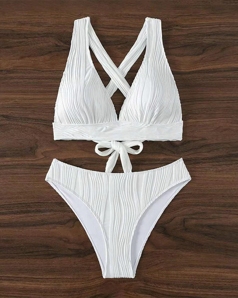 SL | Bikini sexy uni avec un profond décolleté en V