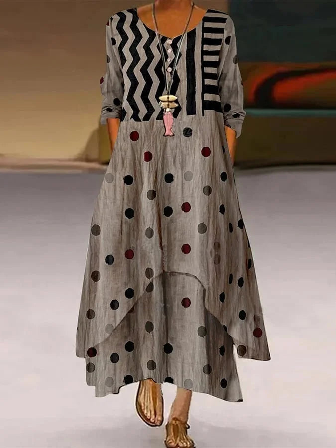 SL | Maxi-robe à polka dot et motif géométrique