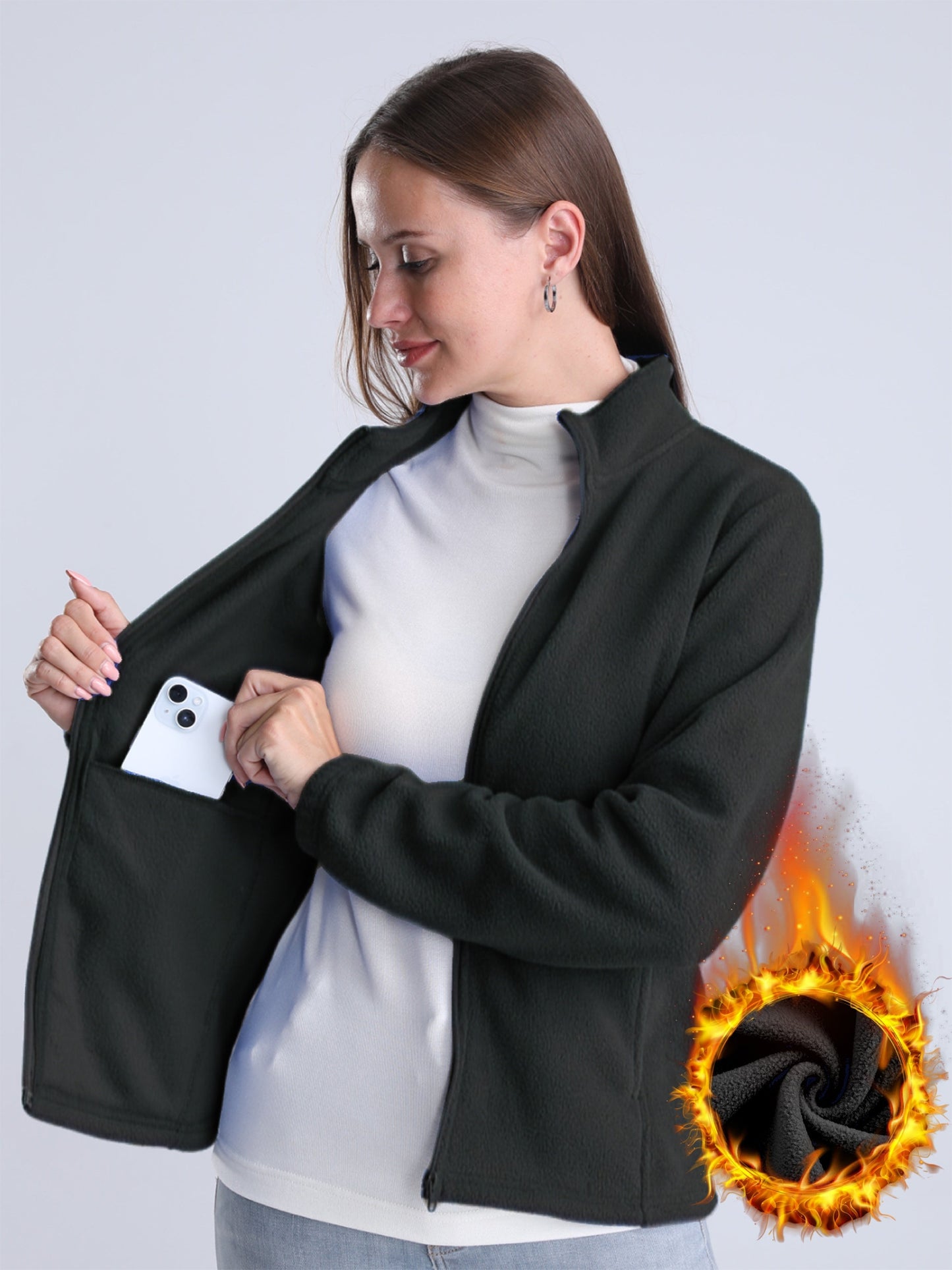 EP | Veste simple, doublée de peluche, avec fermeture éclair et poches