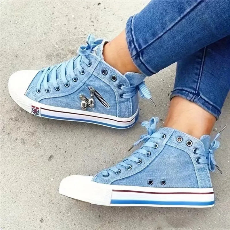 SL | Baskets en denim avec semelles blanches