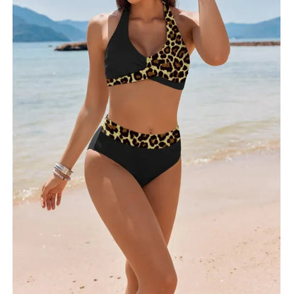 Bikini 2 Piece Swimsuit Leopard Stylish Graphic Sleeveless Bathing Suits