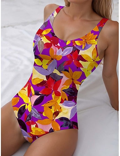 One Piece Swimsuit Slimming Monokini Backless Tummy Control High Waist Slim Vacation Beach Wear Ombre U Neck Sleeveless Bathing Suits