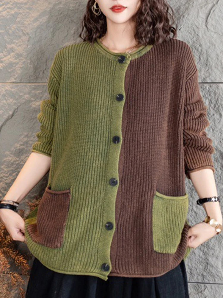 EP | Elégant cardigan en tricot avec dégradé de couleurs et boutons