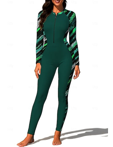 Rash Guard Full Body Rash Guard One Piece Surfing Suit Leopard Stripes Abstract Zip Up With Built in Bra Front Zip Uv Sun Protection Full Coverage Upf50+ Long Sleeve Full Body Swimwear