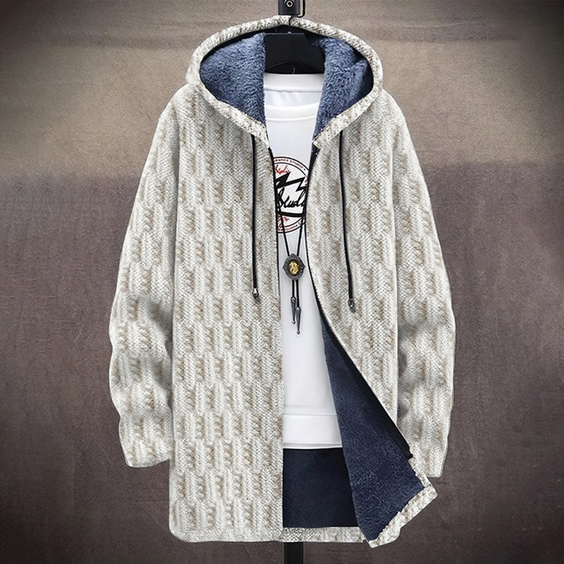Men's Vintage Jacquard Knitted Art Comfort Hooded Cardigan elevenforest