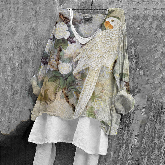 Comstylish Parrot Floral Art Women's Shirt