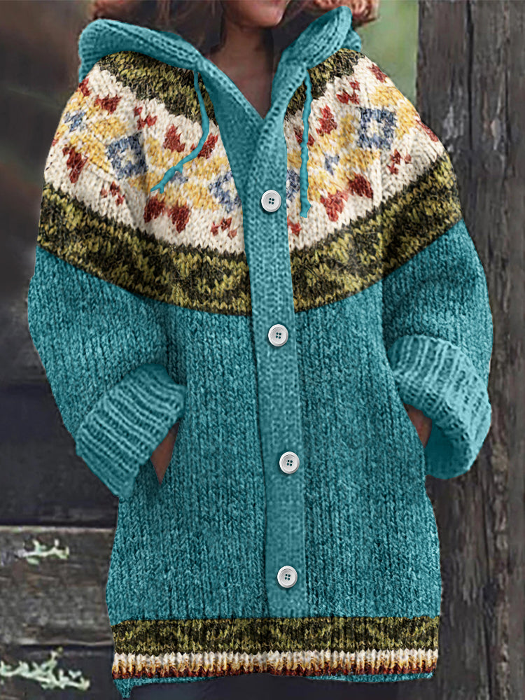 Vintage Tribal Icelandic Pattern Cardigan Sweater artswardrobe