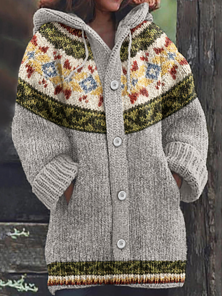 Vintage Tribal Icelandic Pattern Cardigan Sweater artswardrobe