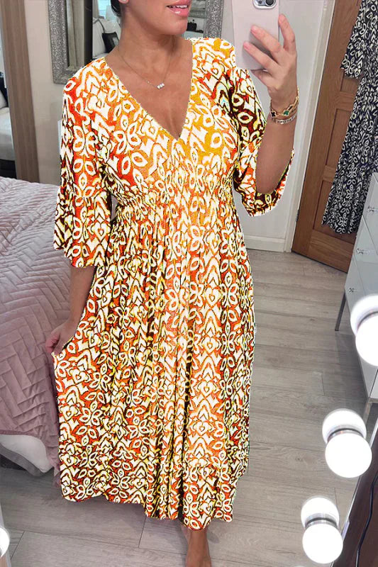 SL | Robe décontractée à fleurs et décolleté en V