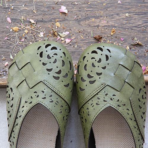 SL | Flats en cuir respirant style vintage