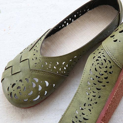 SL | Flats en cuir respirant style vintage