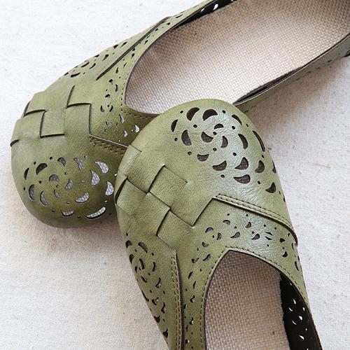 SL | Flats en cuir respirant style vintage