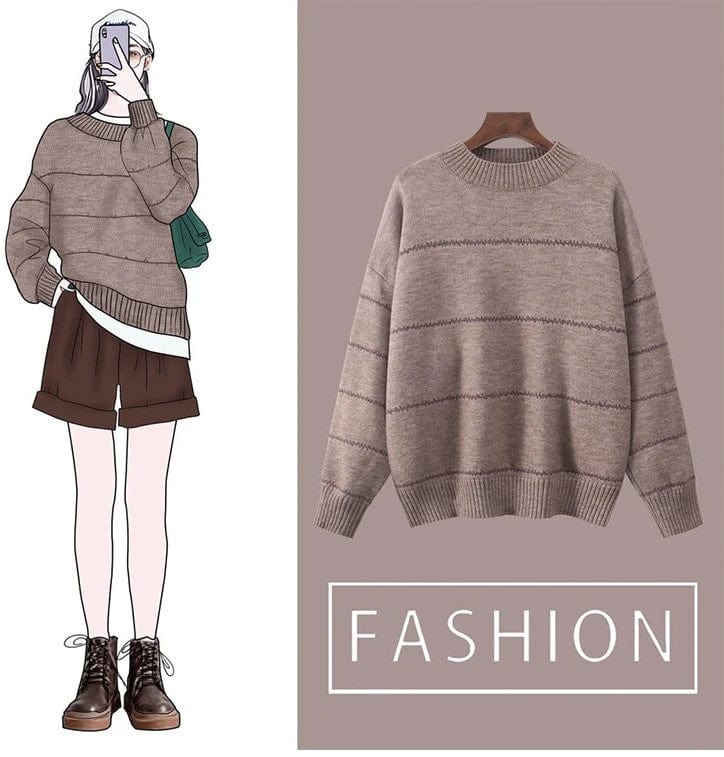 EP | Pull-over mignon tricoté à rayures
