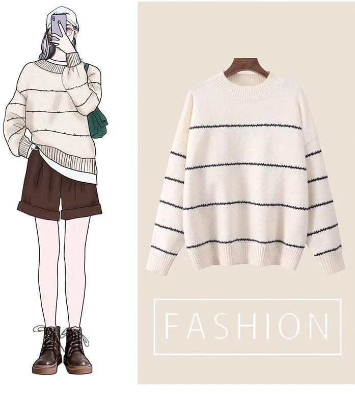 EP | Pull-over mignon tricoté à rayures
