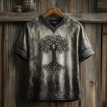 Men's Viking Celtic Knot Art Linen V-neck T Shirt artswardrobe