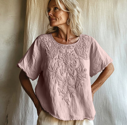 Vintage Floral Art Cotton Linen Comfy Shirt artswardrobe