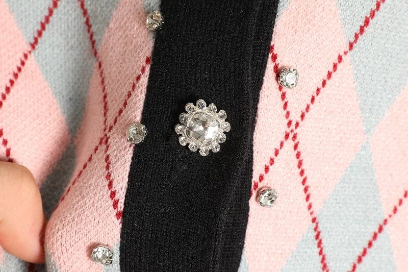 EP | MW Vintage Pull en maille à carreaux et diamants