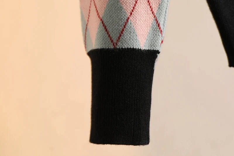 EP | MW Vintage Pull en maille à carreaux et diamants