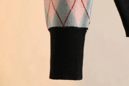 EP | MW Vintage Pull en maille à carreaux et diamants