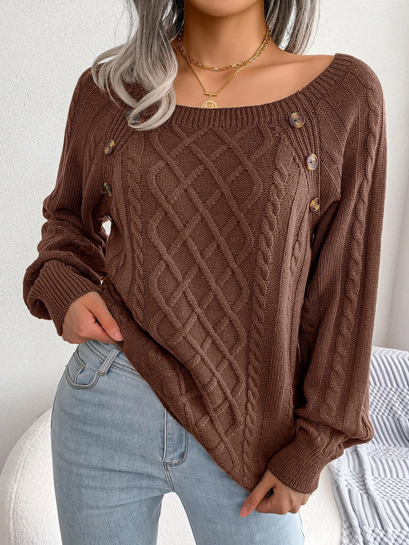 EP | MW - Pull stylé en maille torsadée