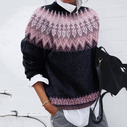 Vintage Tribal Icelandic Knit Contrast Pattern Sweater elevenforest