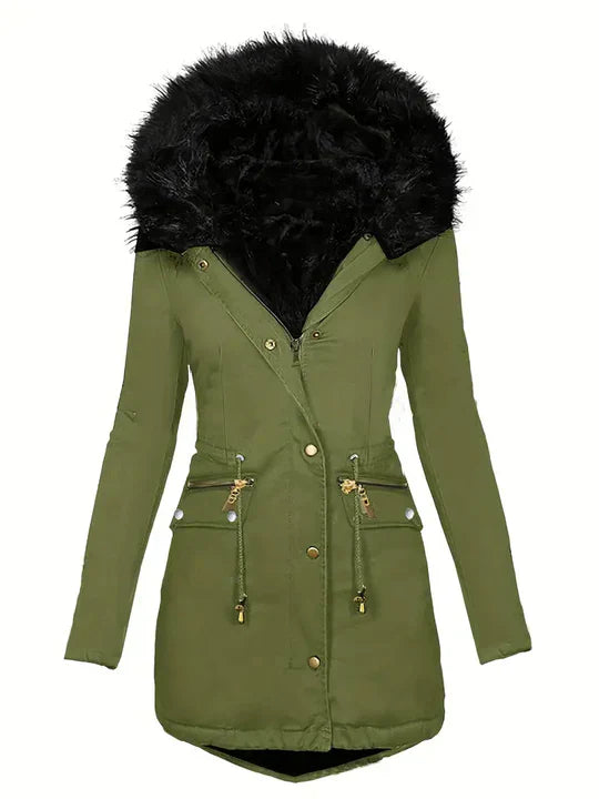 EP | Veste parka avec capuche en fausse fourrure et cordon de serrage